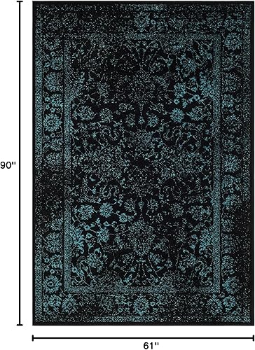 Miniatura 675 de Safavieh colección Adirondack - Alfombra de área, 6 x 9 pies, gris y azul, diseño oriental desgastado, no desprende pelusa, fácil cuidado, ideal