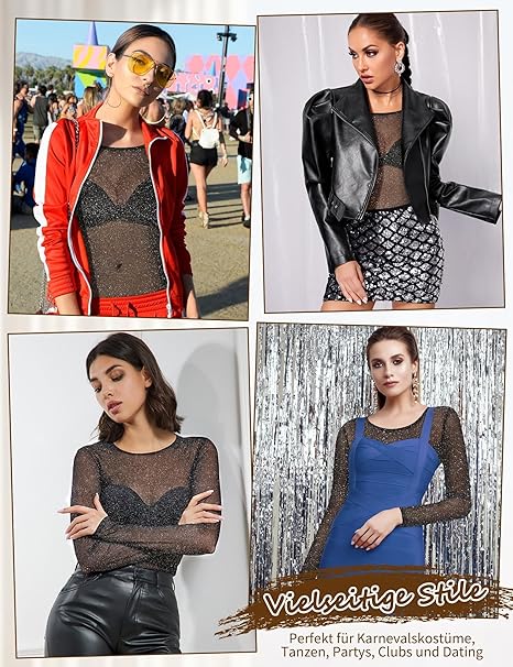 Vrouwen Sheer Fishnet Flared Sleeve Top, Doorkijkje Gepolijste Zachte