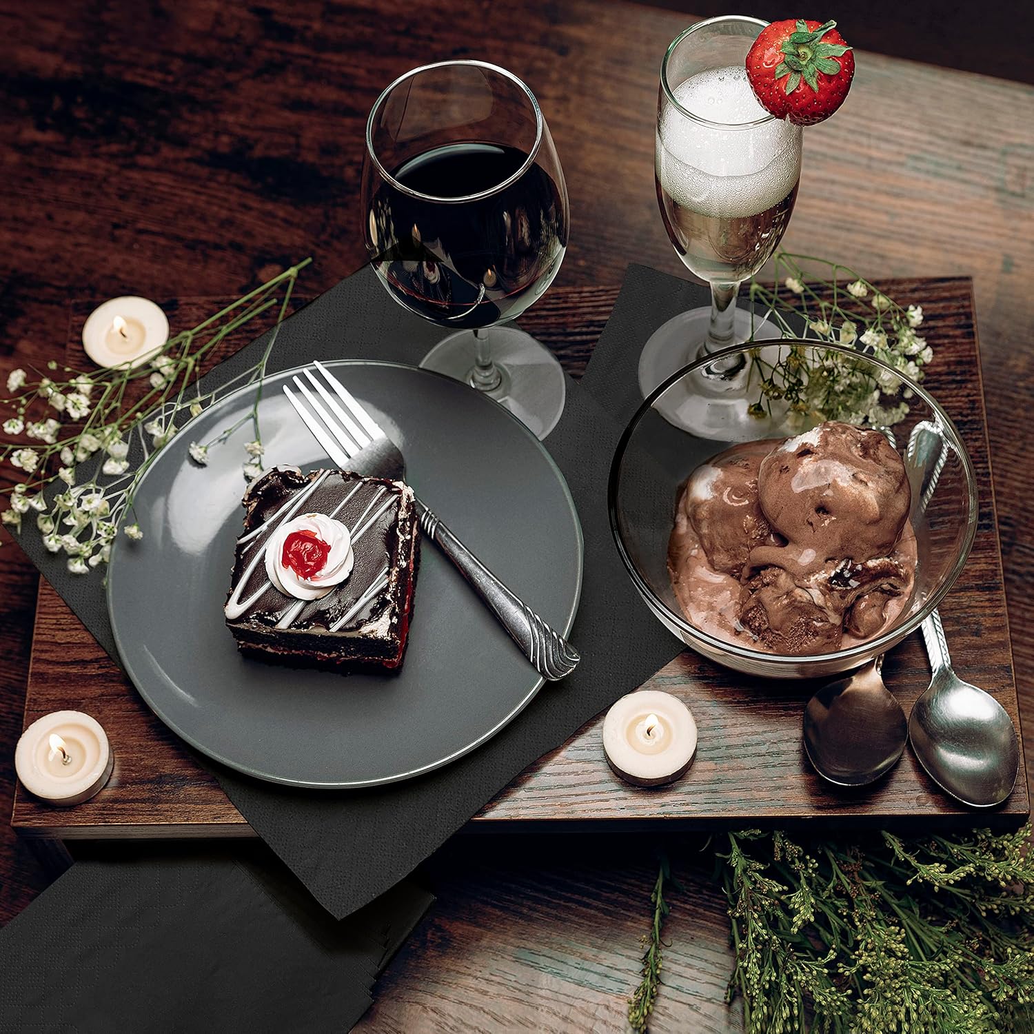 1100 Pack Cocktail Napkins Paper - Quality 3-Ply Black Beverage Napkins - Restaurant, Event, Bar Napkins - Perfect Size Dessert Napkin - Party Napkin Bulk - Elegant Wedding Napkins Disposable