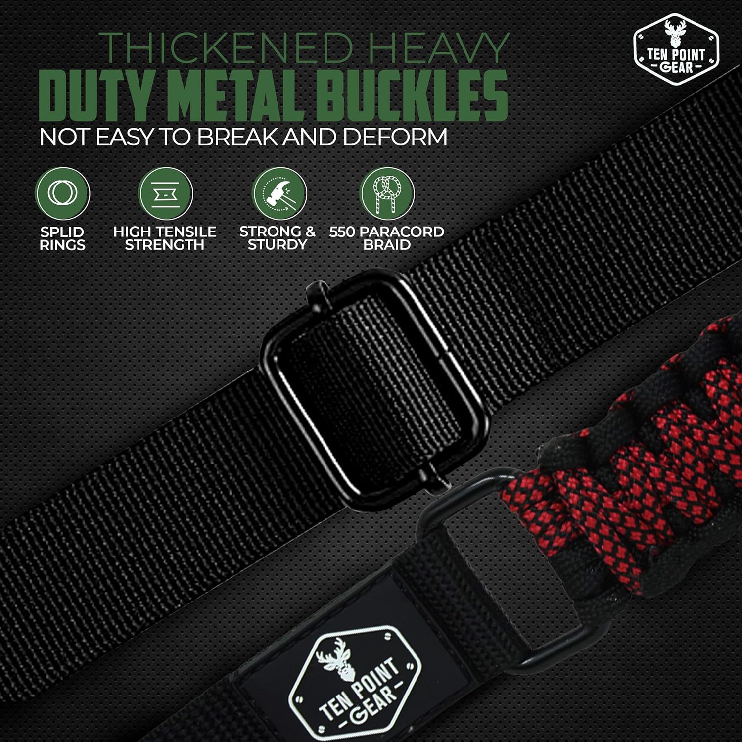 Ten Point Gear Gun Sling Paracord 550 Adjustable w/Swivels (Multiple Color Options) (Black & Red Diamonds) : Sports & Outdoors