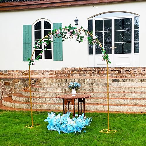 Miniatura 6 de THORISE Arco de boda dorado de 6.5 x 7.3 pies, soporte de arco de globo circular, soporte de arco de metal para boda, fiesta de cumpleaños y