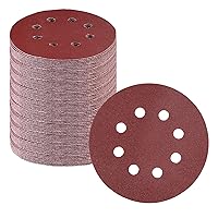 Vista 25 de WORKPRO 50 discos de lija de grano 60 – Papel de lija de 5 pulgadas con 8 agujeros de gancho y bucle para lijadora orbital aleatoria