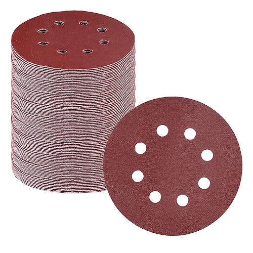 Miniatura 25 de WORKPRO 50 discos de lija de grano 60 – Papel de lija de 5 pulgadas con 8 agujeros de gancho y bucle para lijadora orbital aleatoria