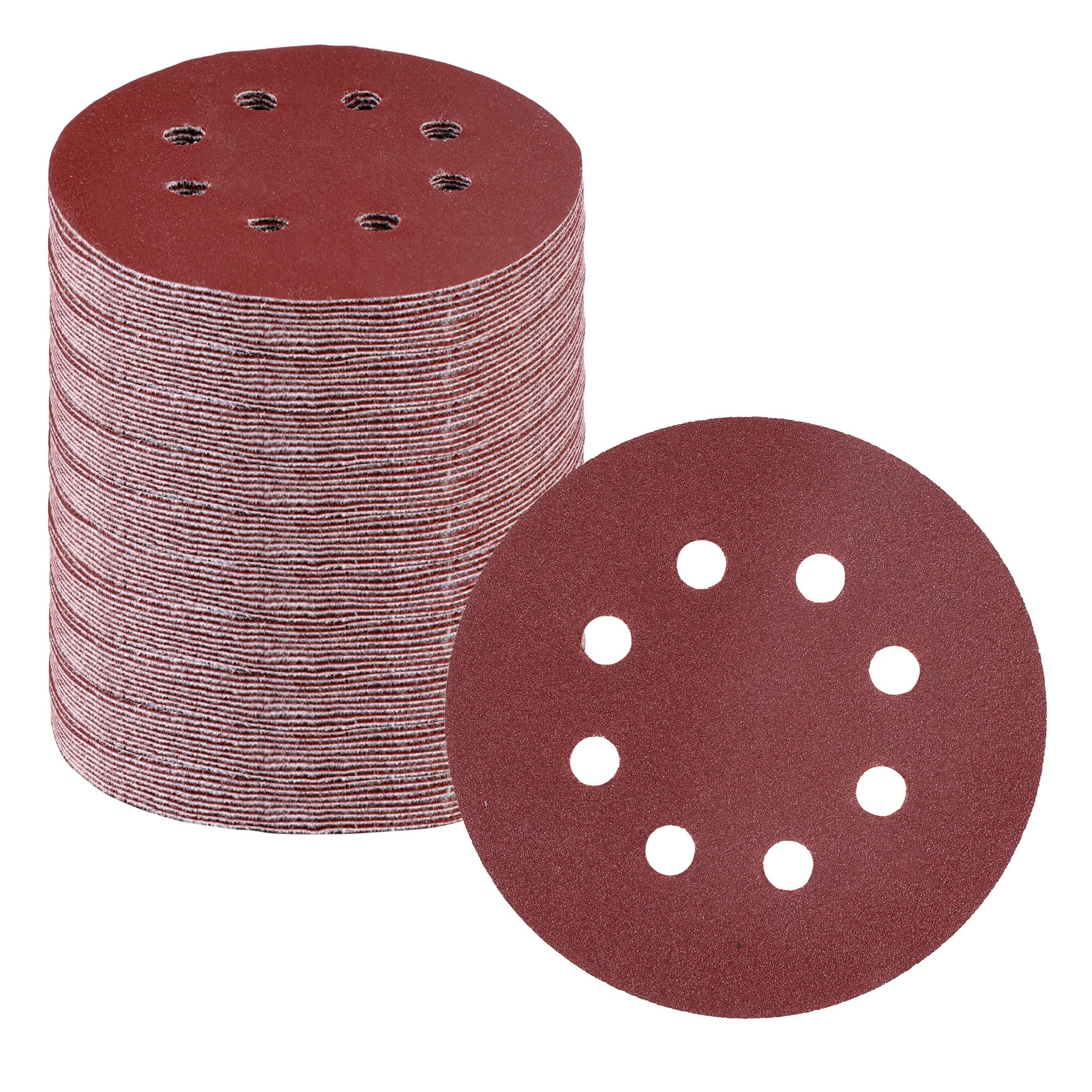 WORKPRO 150-Piece 80 Grit Sanding Discs - 5-Inch 8-Hole Hook and Loop Sandpaper for Random Orbital Sander (Not for Oscillating Tools or Mouse Sander)