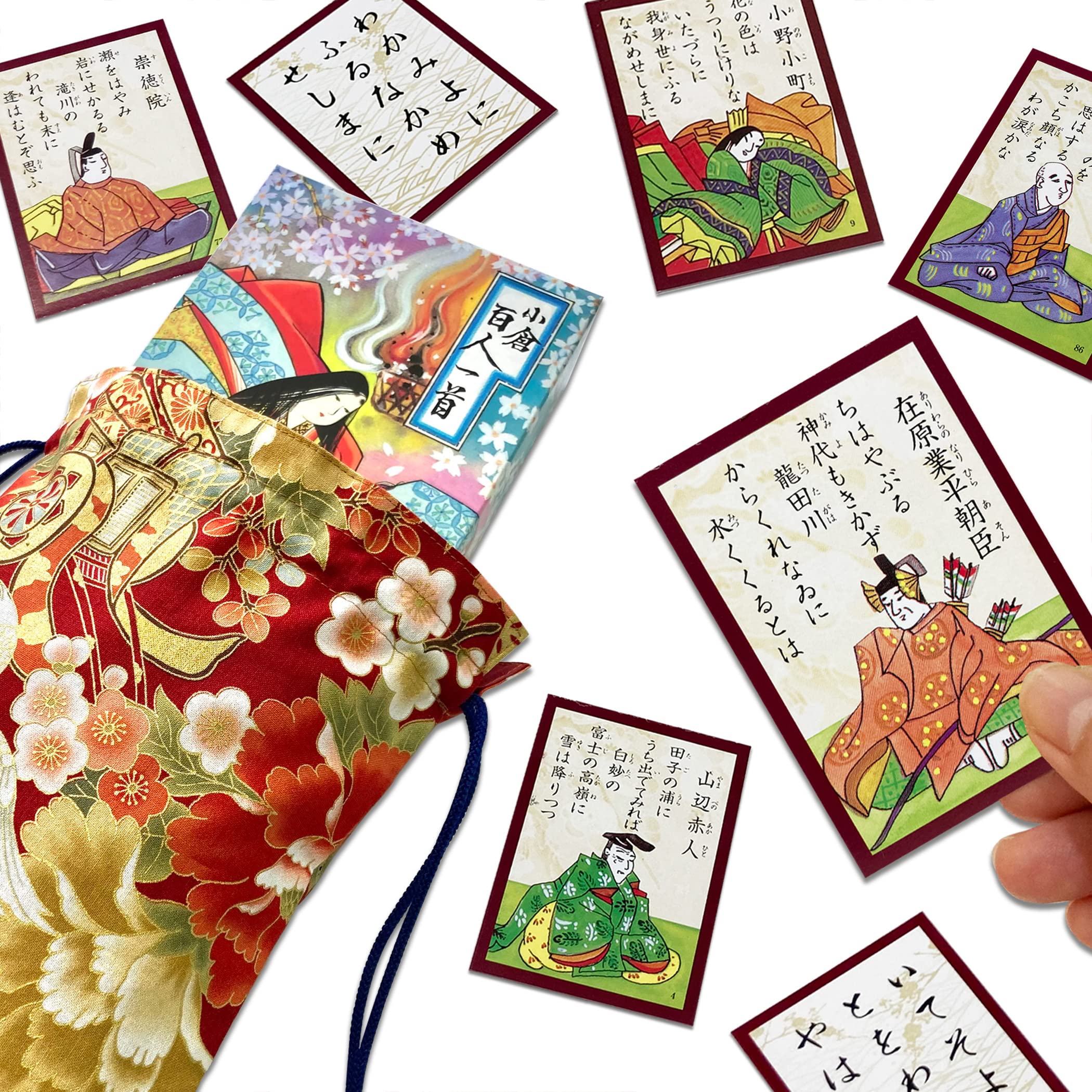 Hyakunin Isshu Karuta Cards with Drawstring Pouch Made in Japan
