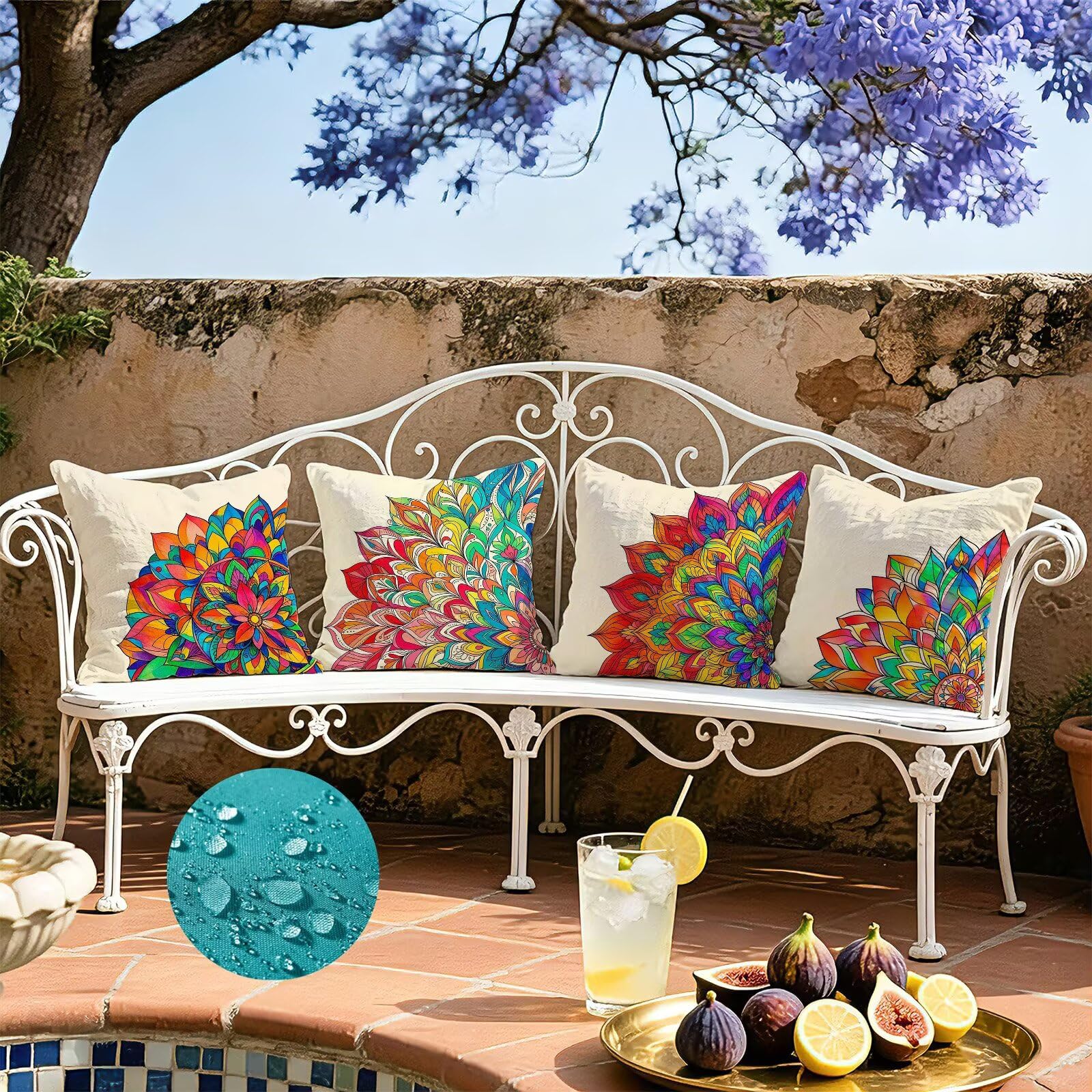 Cojines Exterior Vistoso Funda Almohada 45x45cm Juego de 4, Cod-476