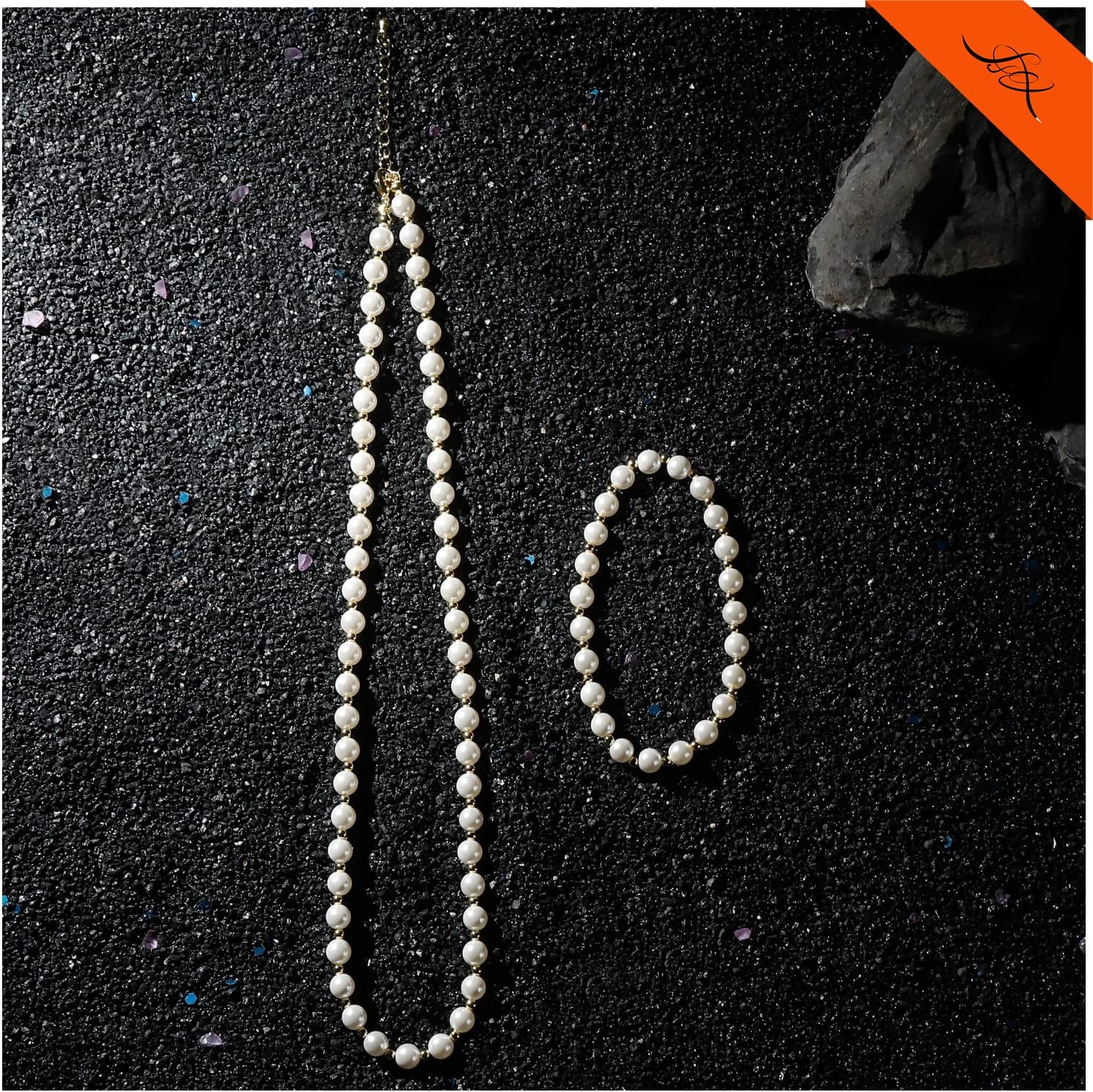 Luxury Beaded Pearl Necklace Bracelet Set - Pearl Strand Necklace Costume Jewelry Gifts For Women And Girls