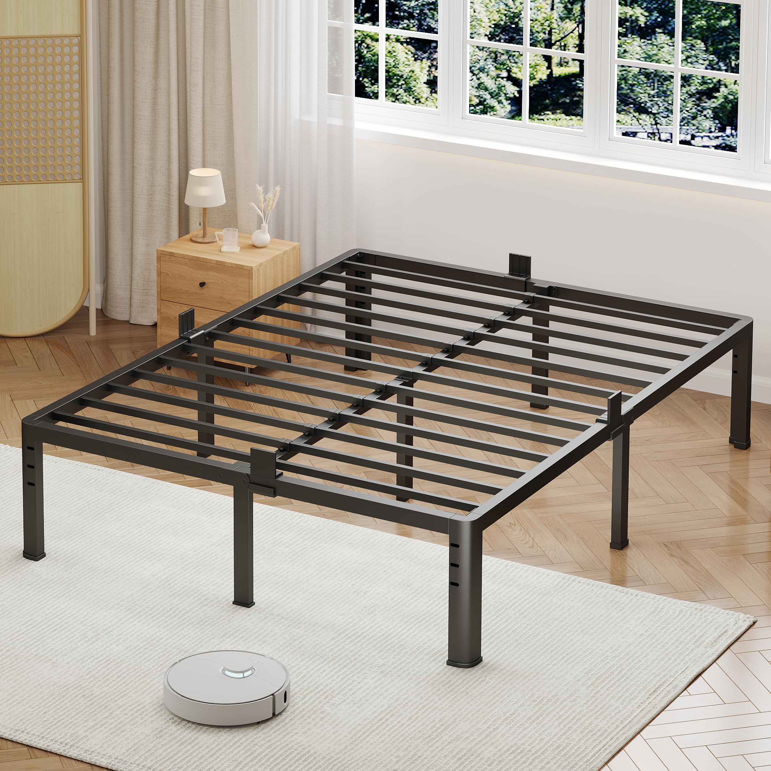 NKZ 12 Inch Full Bed Frame, Sturdy Metal Platform with Round Corner Legs, 3,500 lbs Heavy Duty Steel Slat Support, Easy Assembly, Noise Free, No Box