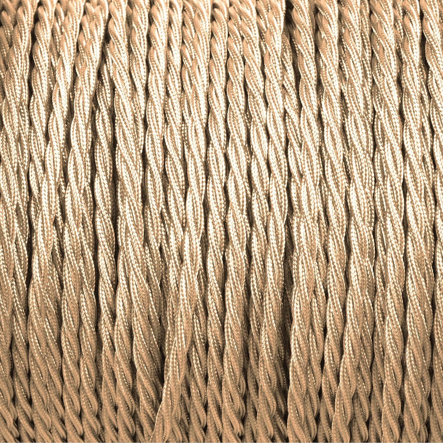 5 Meter Vintage 3 Core Twisted Electric Cable Fabric Covered Wire Italian Braided 0.75 mm Electrical Cable Flexible Wire for Lighting Other Appliances (Light Gold)