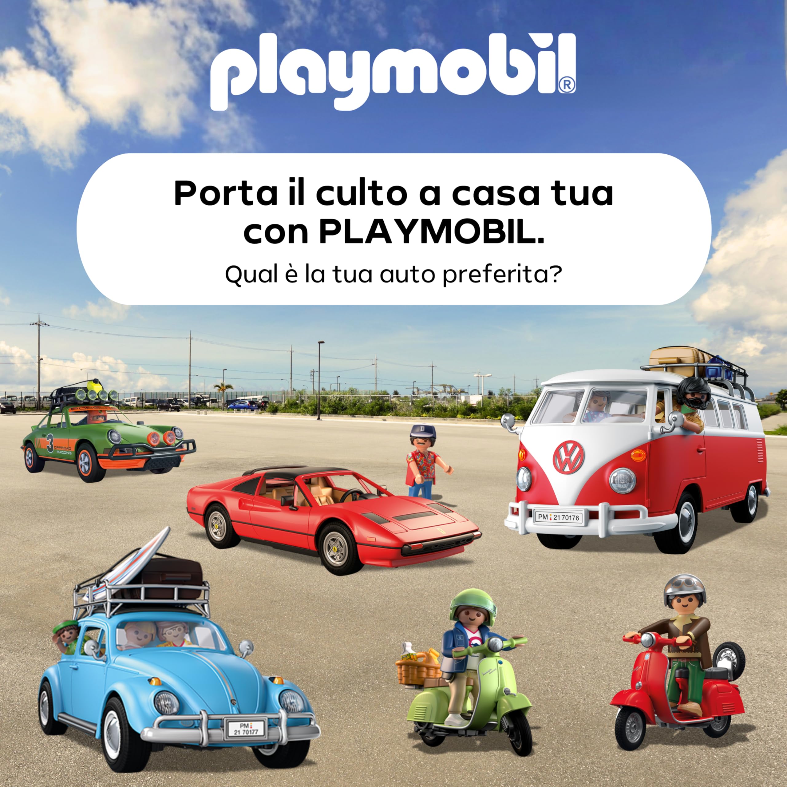 PLAYMOBIL | Veicoli | 80 anni di Vespa: stile classico | Vespa anniversario color crema con personaggio, cestino e foglio di adesivi | Giocattolo per bambini dai 5 anni in su | 72283
