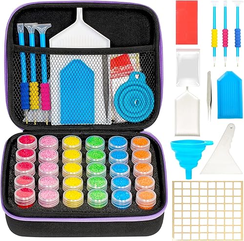 Miniatura 1 de MoeeBtee Contenedores de almacenamiento de pintura de diamantes, 30 ranuras, accesorios de pintura de diamantes con herramientas para organizador de