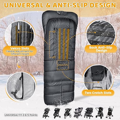 Miniatura 39 de Bolsa de dormir universal, impermeable, para bebé, para cochecito, clima frío Gris