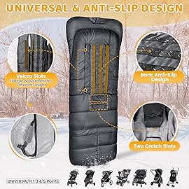 Orzbow Universal Stroller Bunting Bag with Extra Footmuff for Toddler, Kids, Warm Waterproof Stroller Blanket, Winter Cover, Baby Bunting Bag - Protect Babies from Cold Winds, Dark Grey