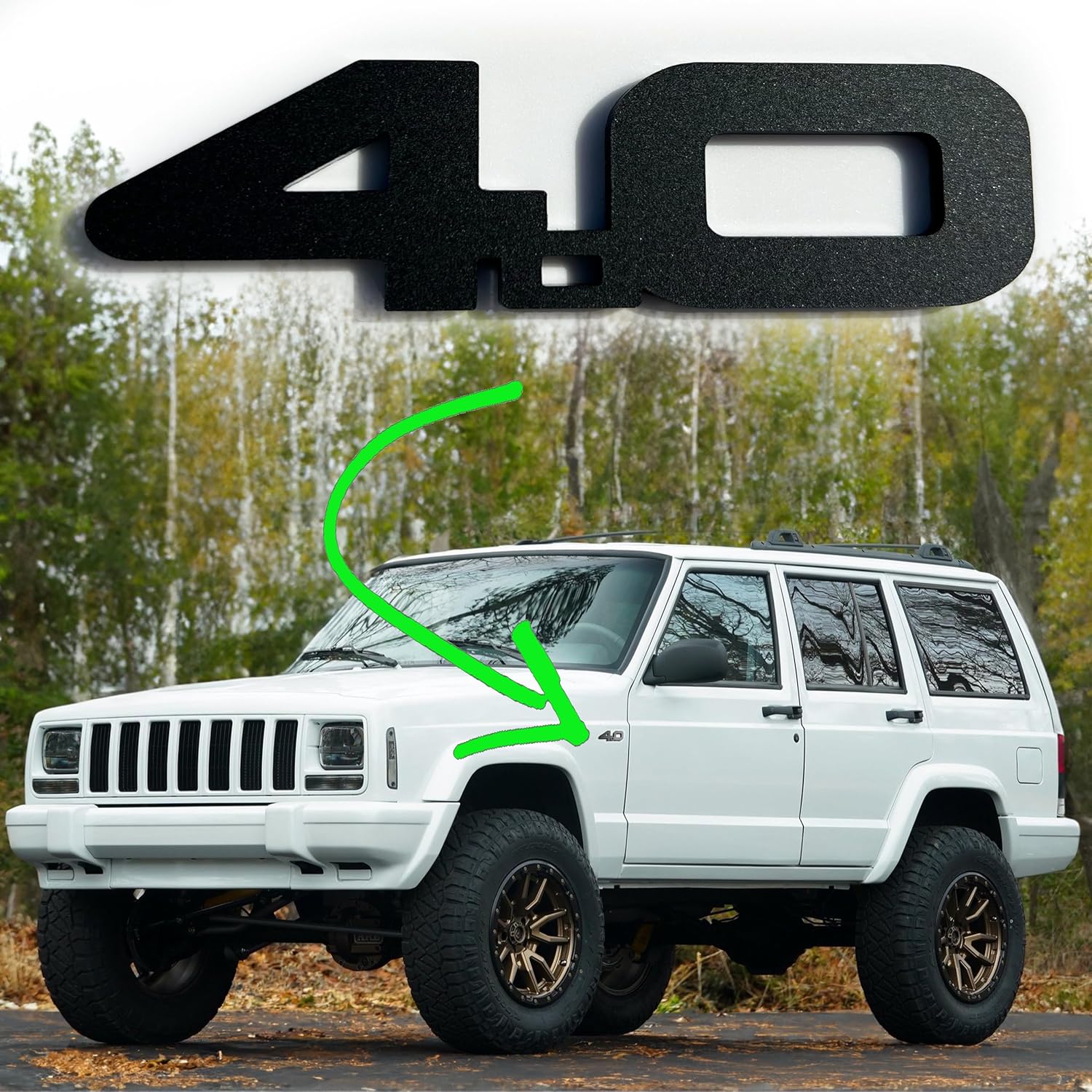 Custom 4.0L Emblem for Jeep Style Cherokee Fender Badge