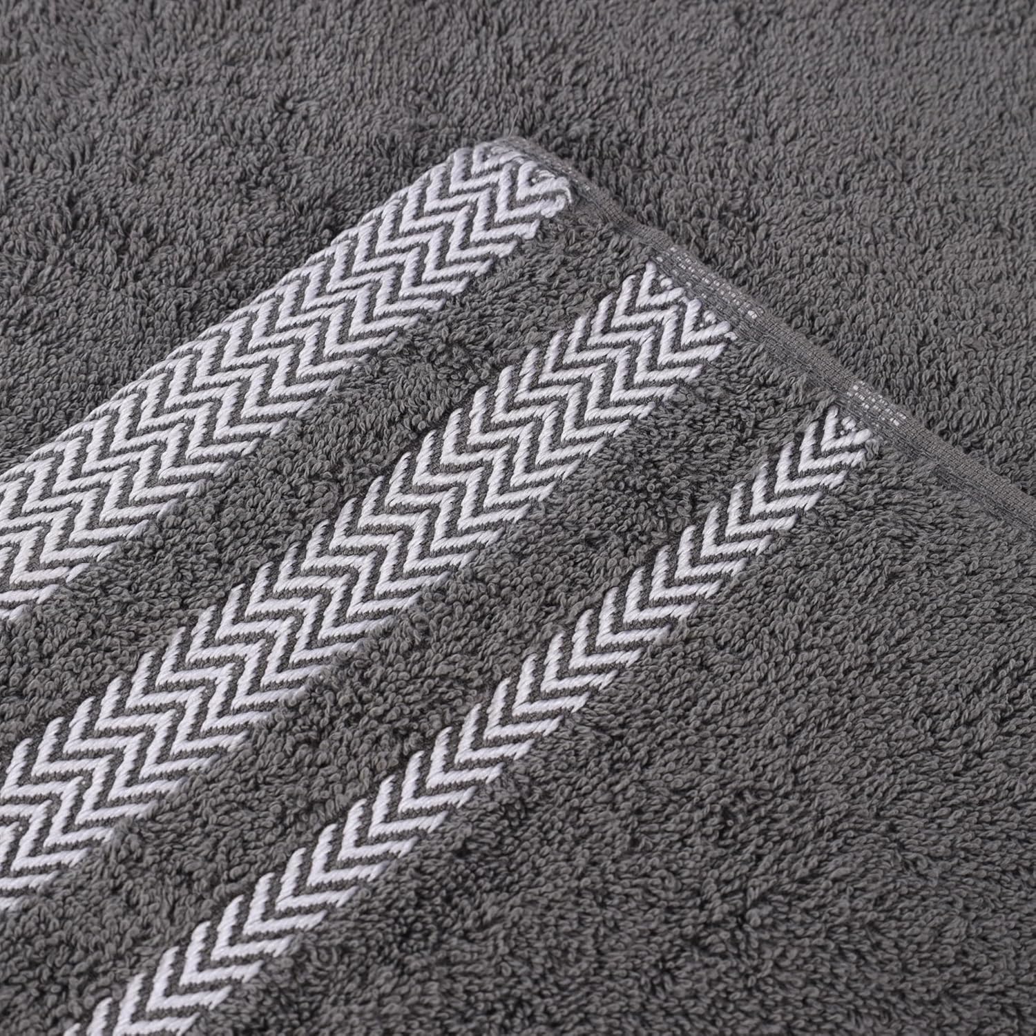 Superior Hays Cotton 2 Piece Bath Towel Set, Absorbent Medium Weight Essentials for Home, Spa, Guest Bathroom, Quick Drying and Durable, Shiny Dobby Border, Includes 2 Bath Towels, Grey