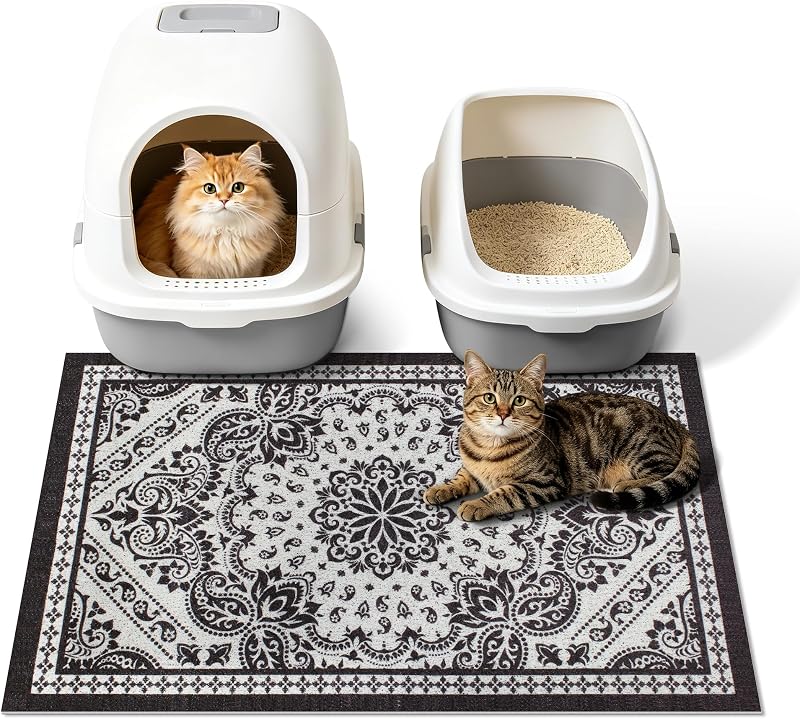 Tapete para Caixa de Areia de Gatos em PVC com Base Impermeável e Antiderrapante Yigerlee 83,82 x 55,88 cm