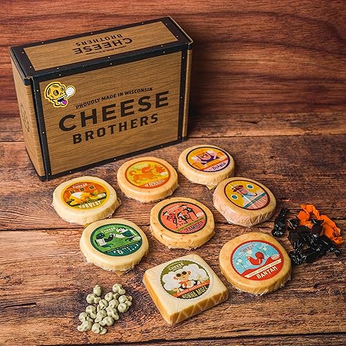 Vista 116 de Cheese Bros Game Day Caja de regalo de lujo Fresco de Wisconsin Incluye goudas, cuajada, queso cheddar envejecido de 8 años, mostaza, salchicha