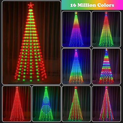 Miniatura 7 de Árbol de Navidad iluminado para exteriores de 8 pies, árbol de cono inteligente de 340 LED, luces de hadas RGB con sincronización de música,