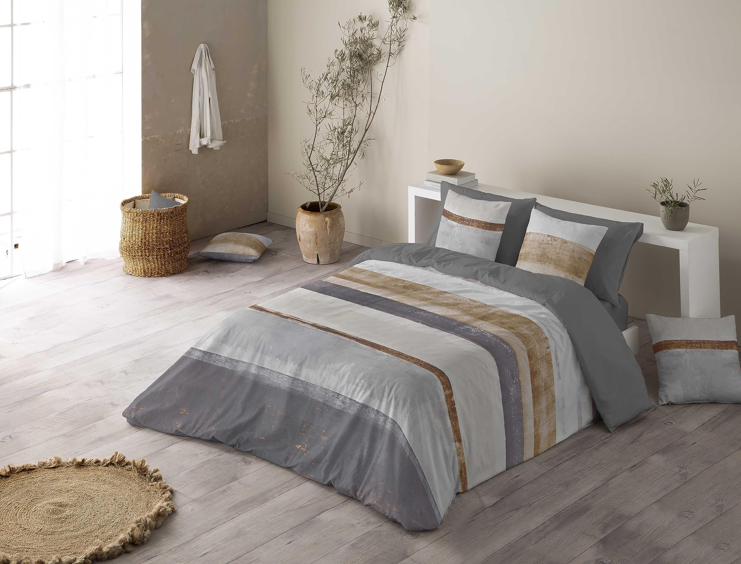 NATURALS Funda Nordica Cama 90, 100% Algodón, Juego de Funda para edredon 150x220 cm + 1 Funda de Almohada 45x110, Alan