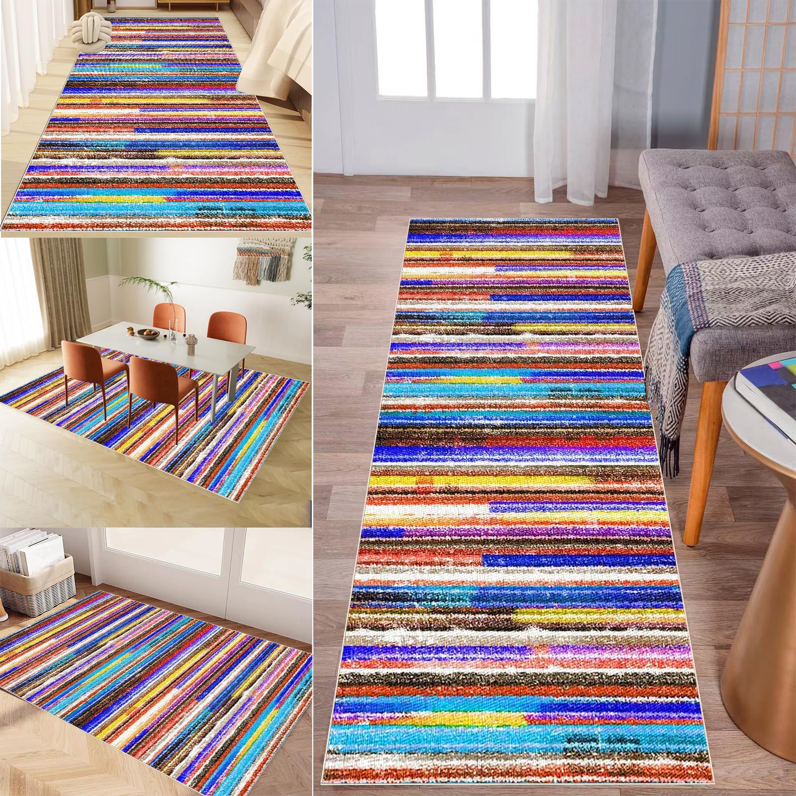 QYJBOUU Hallway Runner Rug Non Slip Narrow Hall Runner Kitchen Rugs Machine Washable Carpet Runners for Hallways Kitchen Entryway Laundry Room, Door Mats 40 x 100 cm