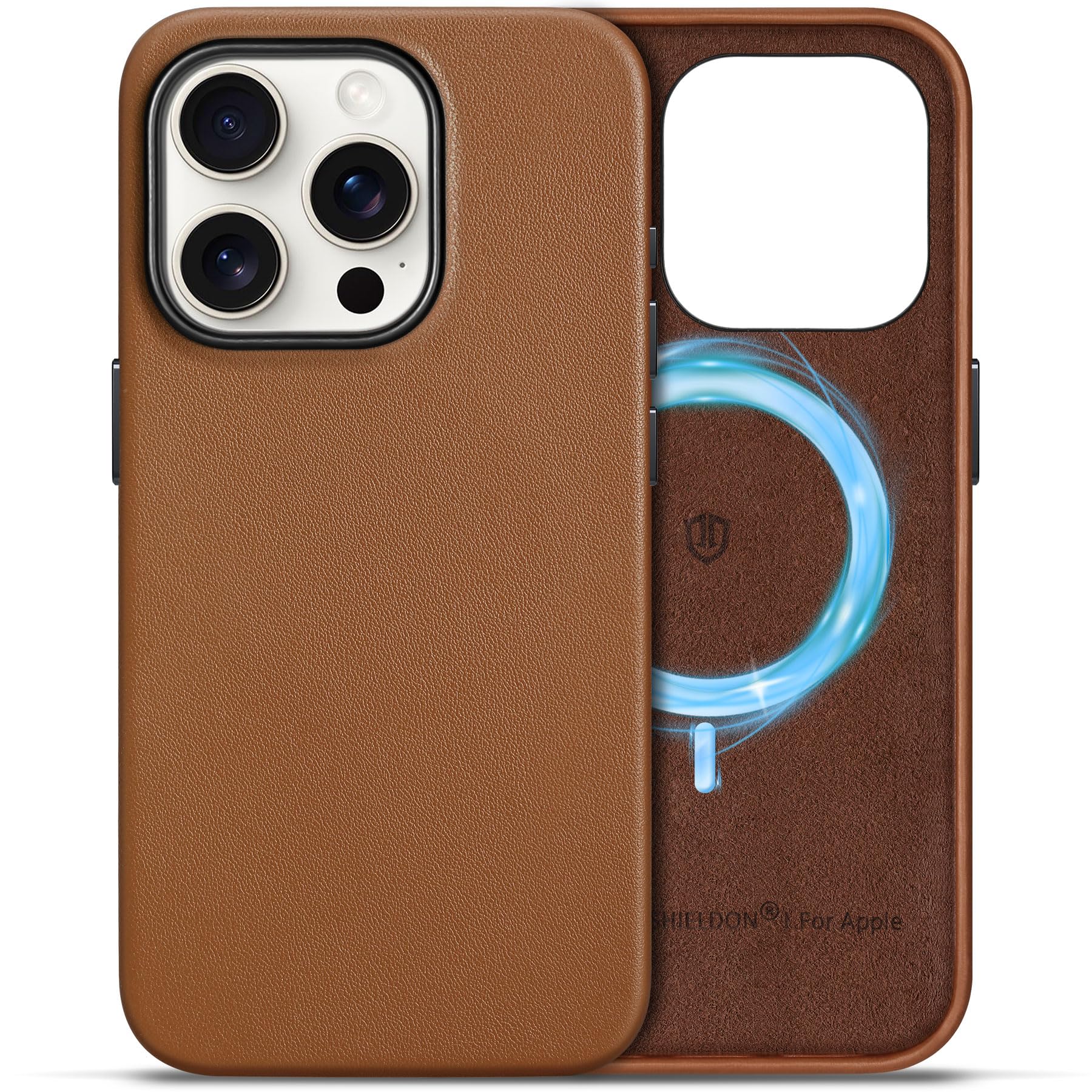 SHIELDON Genuine Leather Case for iPhone 15 Pro 6.1"