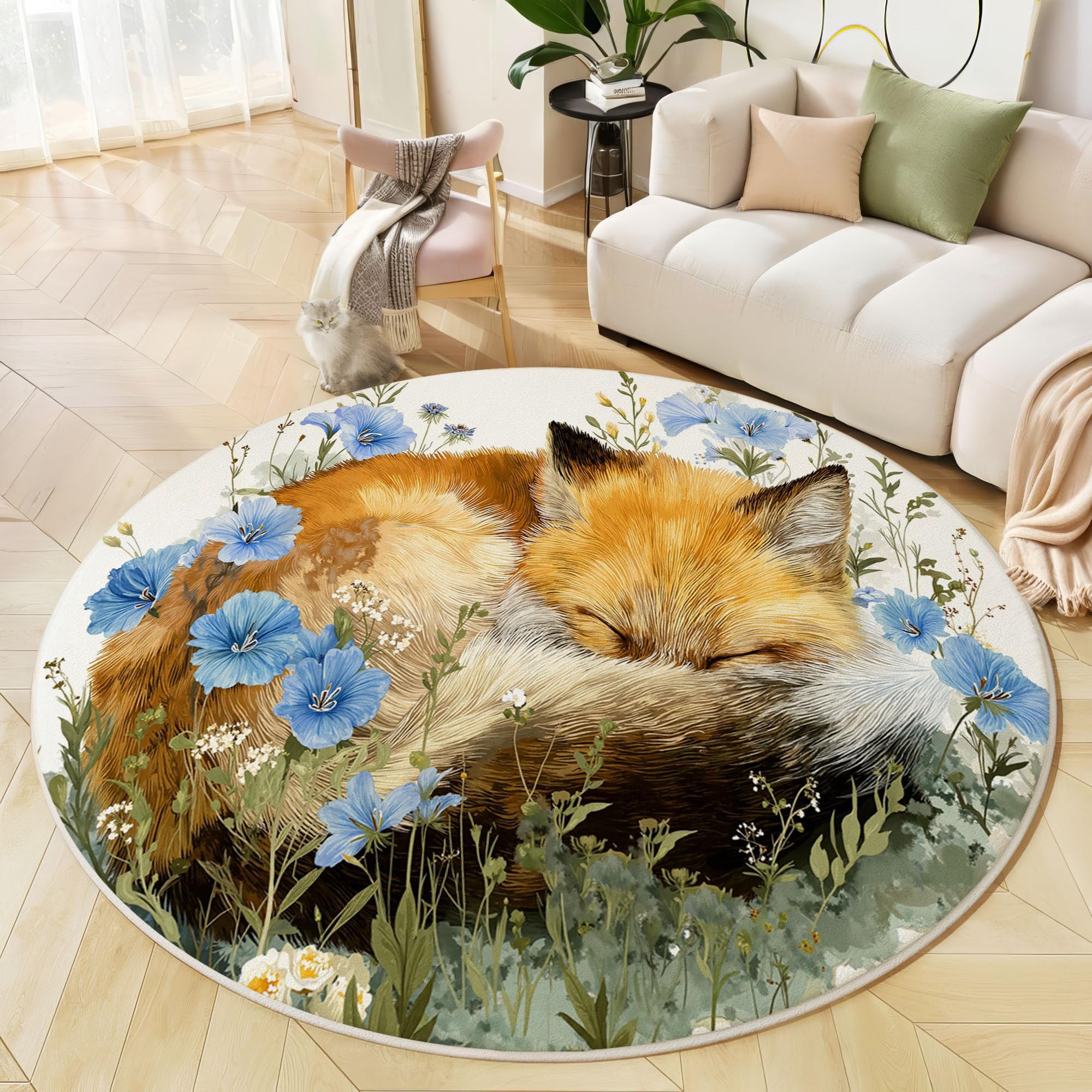Tapis rond antidérapant lavable pour simplifier l'entretien du salon de 200 cm