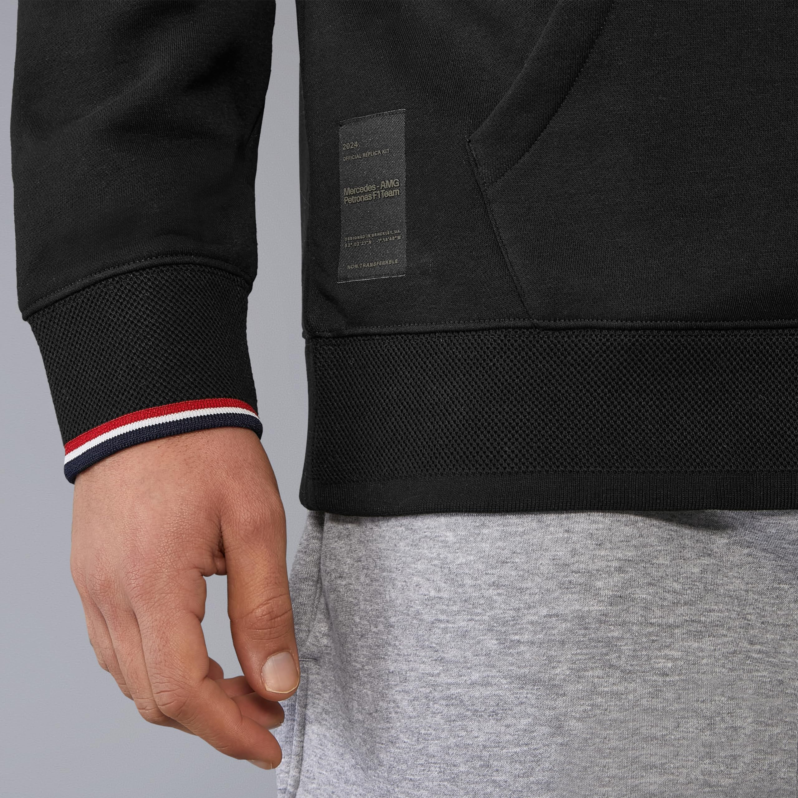 Mercedes AMG Petronas Sudadera con Capucha para Hombre F1 Team 2024 - Negro - Tamaño: XL