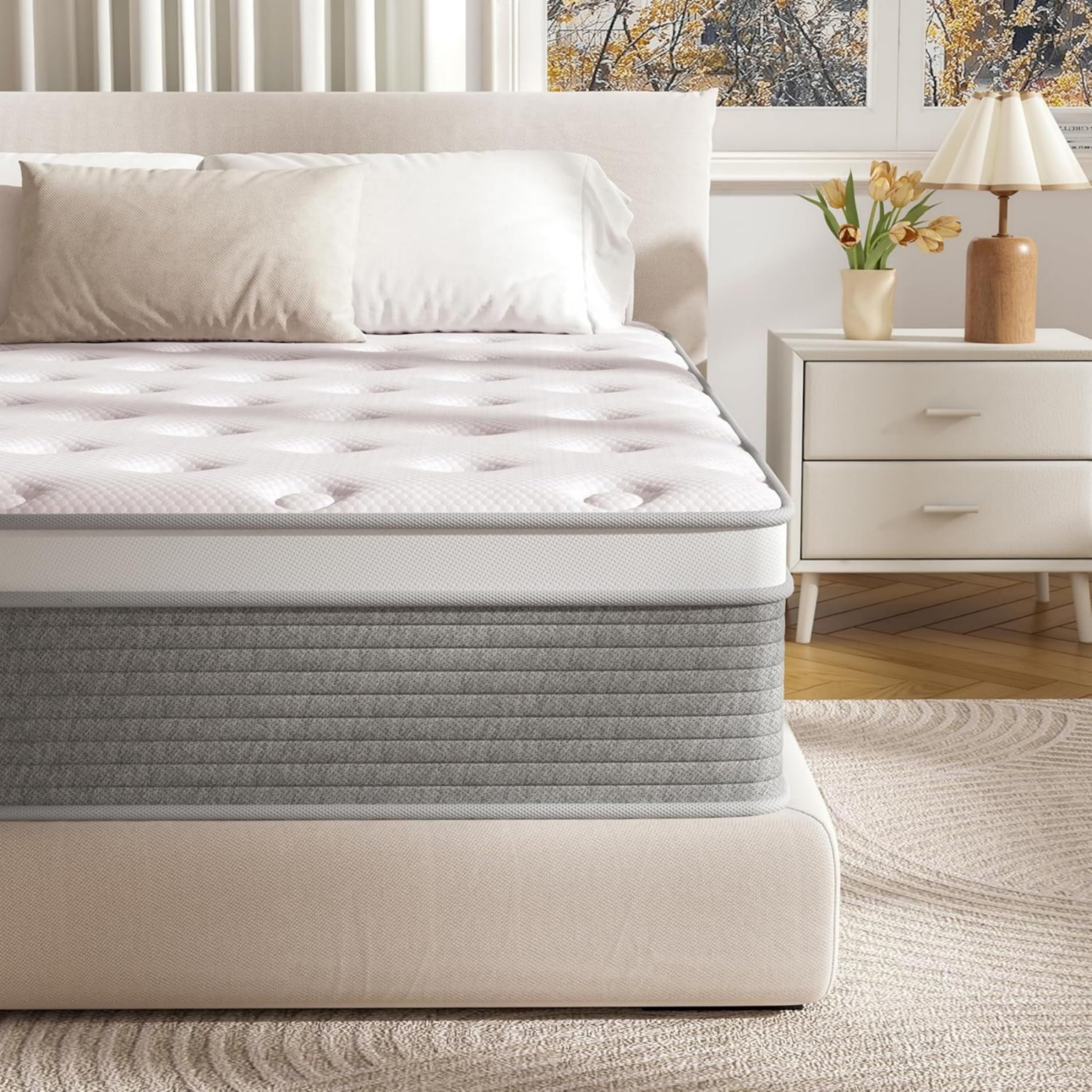 CIUANCE Queen Mattress, 12 Inch Queen Size Bed Mattress in a Box with Memory Foam and Pocket Spring for Medium Firm Feel, Fiberglass Free, Motion