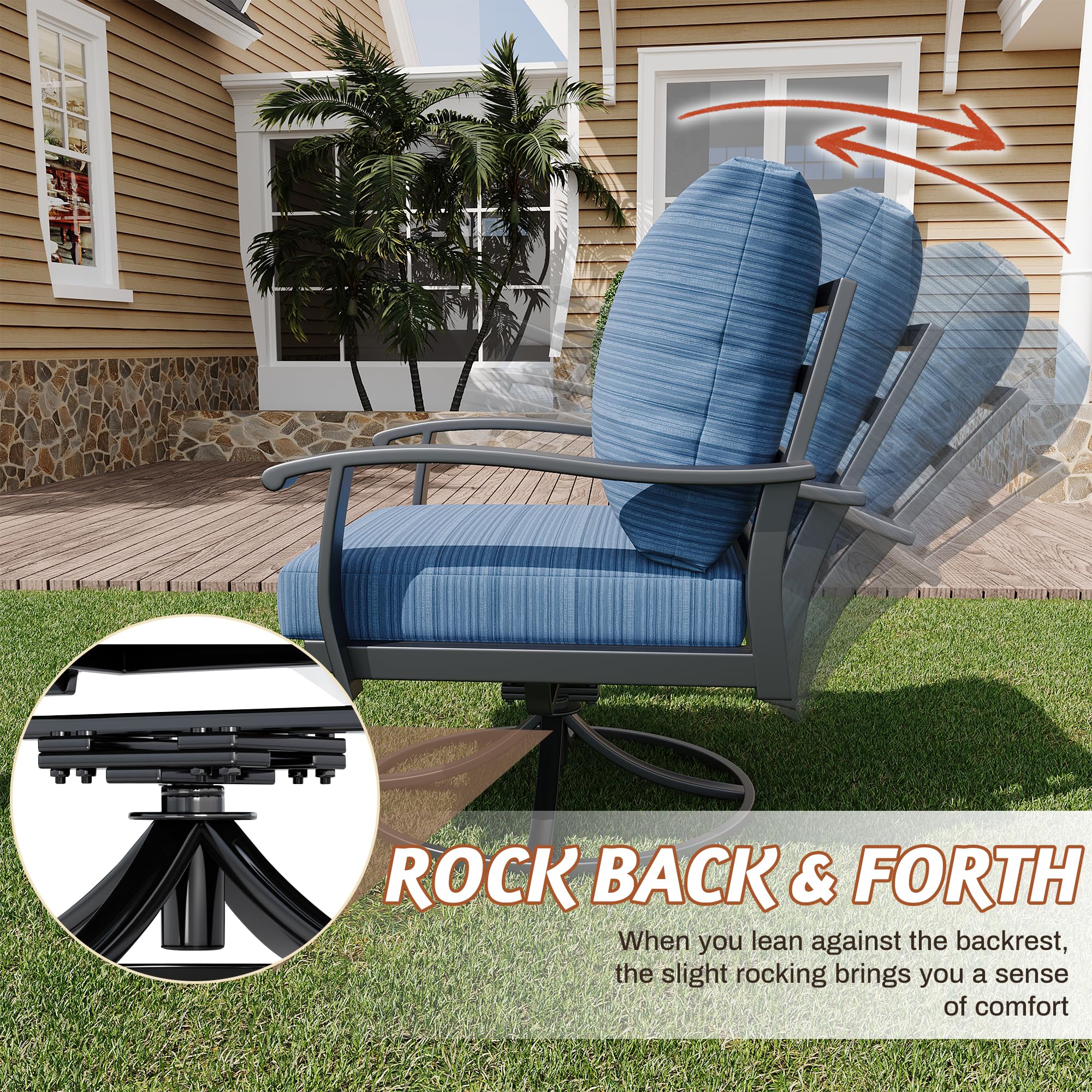 Best Patio Conversation Sets for Small Decks (2026) 4 HOMREST Patio Furniture Sets 4 PCS Outdoor Metal Conversation Sets, 360 Degree S — product photo
