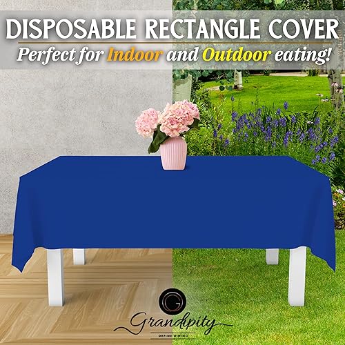 Miniatura 5 de Paquete de 6 manteles de plástico desechables de calidad prémium para fiestas, 54 x 108 pulgadas, color azul Grandipity - Mantel rectangular para