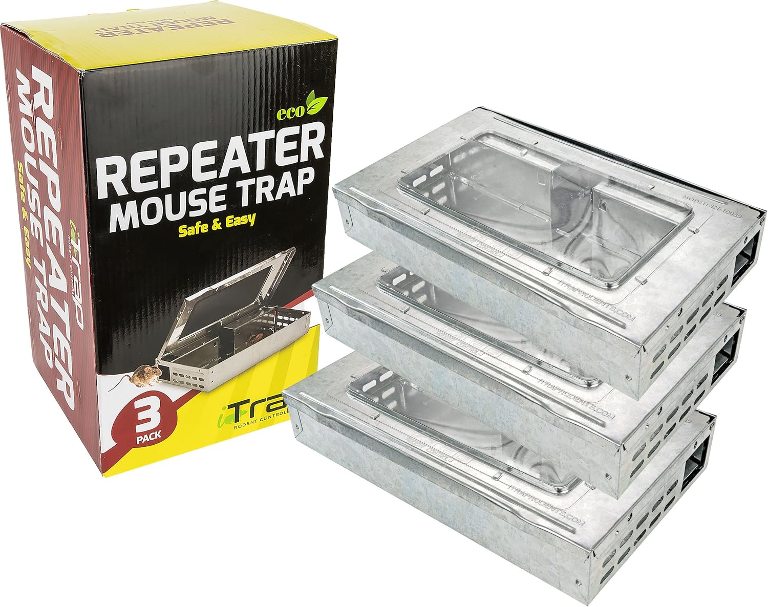 iTrap Multi-Catch Humane Mouse Trap with Clear Top | Repeater Mouse Trap for Home & Office | Set of 3 - iTrap-002-S4-3PK