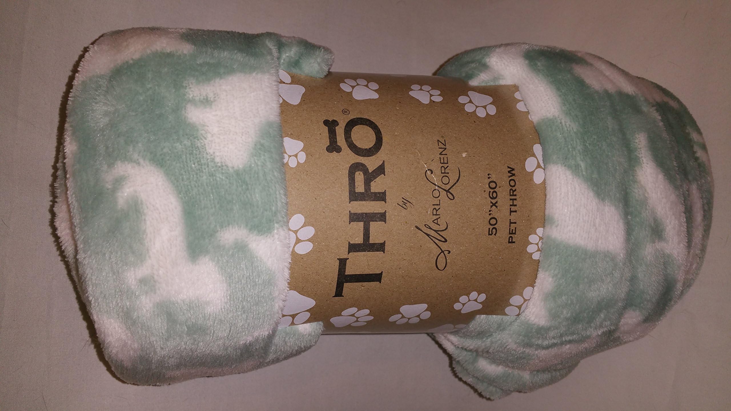 Light Green with White Dog Shadows Fleece Pet Throw Blanket By Marlo Lorenz