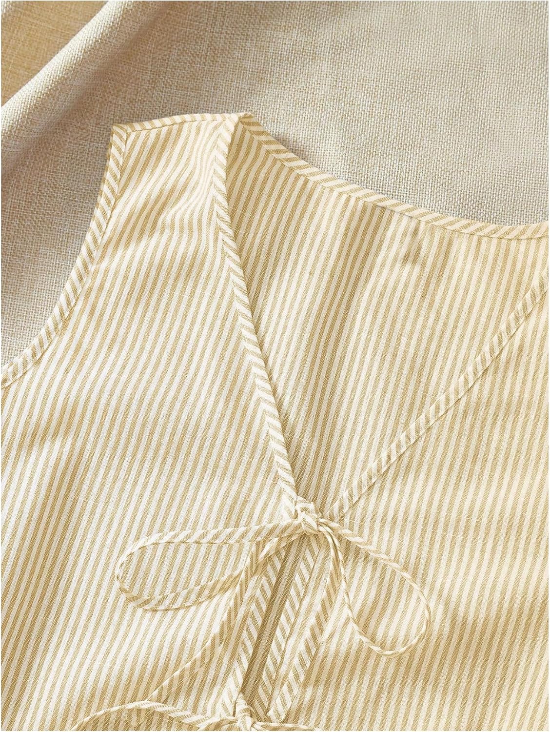 SHENHE Women's Y2k Summer 2 Piece Outfits Striped Tie Front Tank Vest and Shorts Vacation Set - Image 3