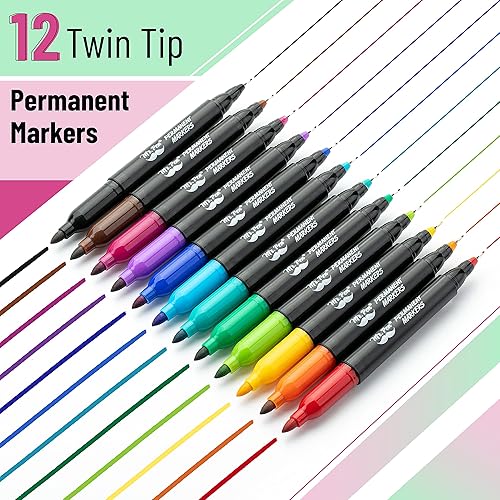 Miniatura 11 de Mr. Pen - Marcadores permanentes de doble punta, paquete de 12, negro, punta fina y ultra fina