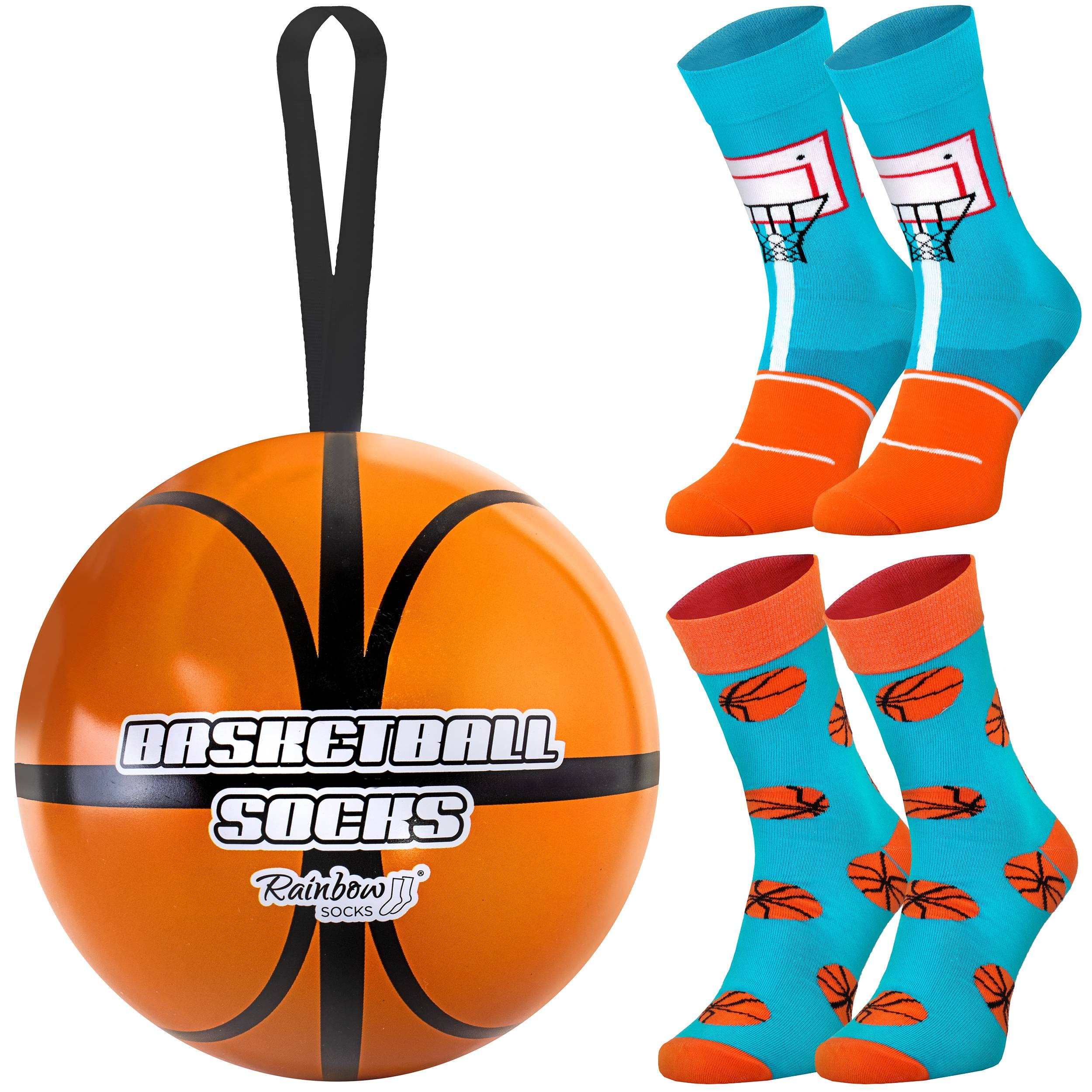 Rainbow Socks - Basketball Socks Ball - Basketball Gadget For A Player, Basketball Fan, Sports Coach – 2 Pairs
