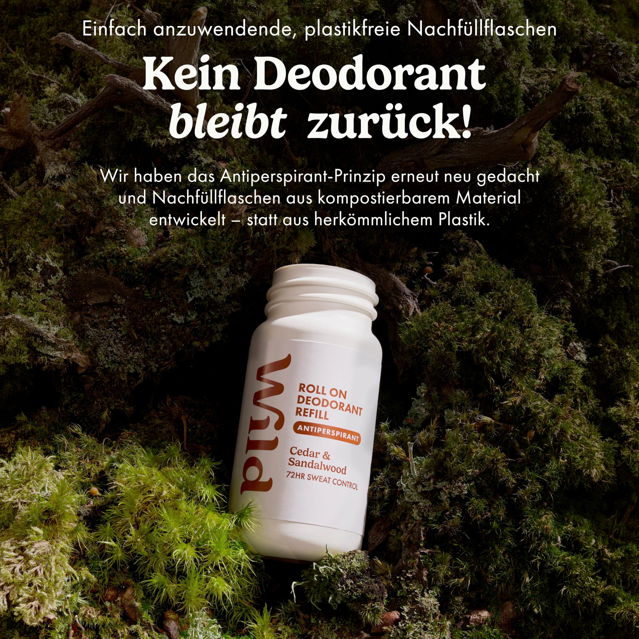 Wild Nachfüllbares Antiperspirant Roll‑on Deodorant Starter‑Kit – 72‑Stunden‑Schutz vor Körpergeruch & Schweiß – Bee Print Case mit Honey&Cactus Flower, Coconut&Vanilla sowie Vanilla Bean&Buttercream