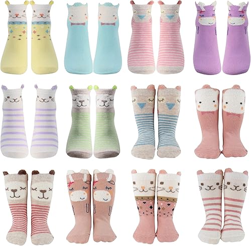 Tiny Captain Calcetines antideslizantes para bebés y niñas pequeñas con diseño de animales para recién nacidos, bebés y niños pequeños