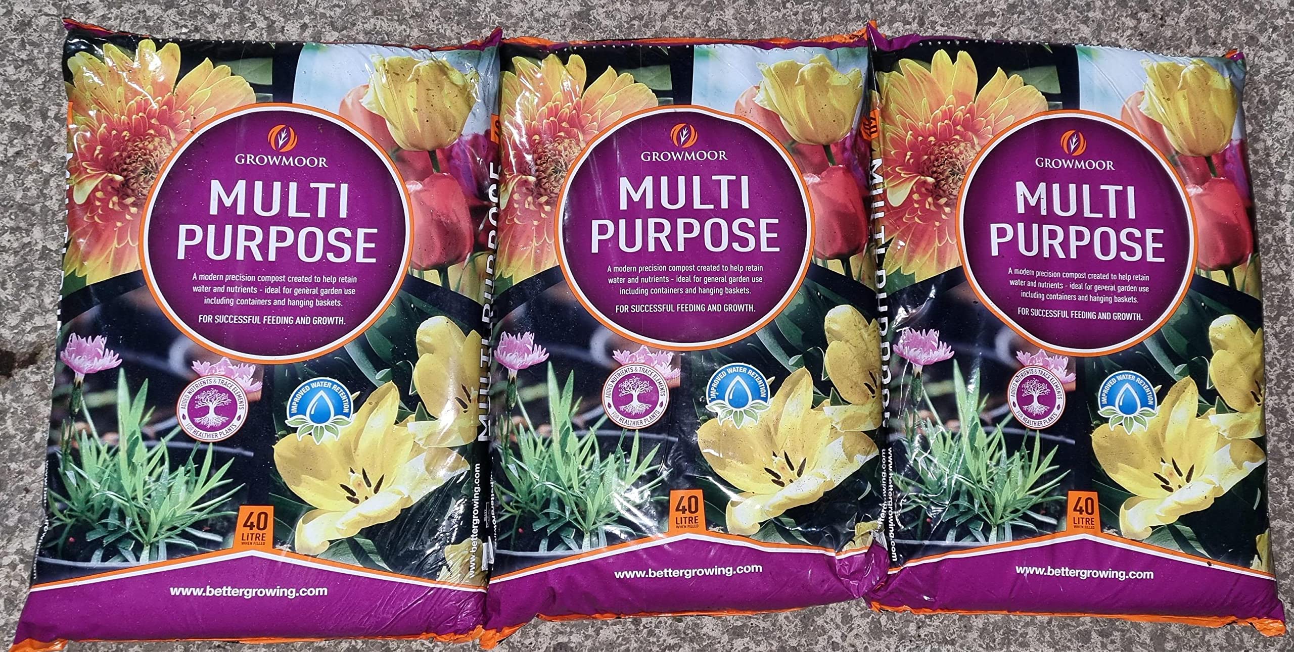 Buy GROWMOOR3 x 40 Litre Multi purpose Compost Soils Home Garden