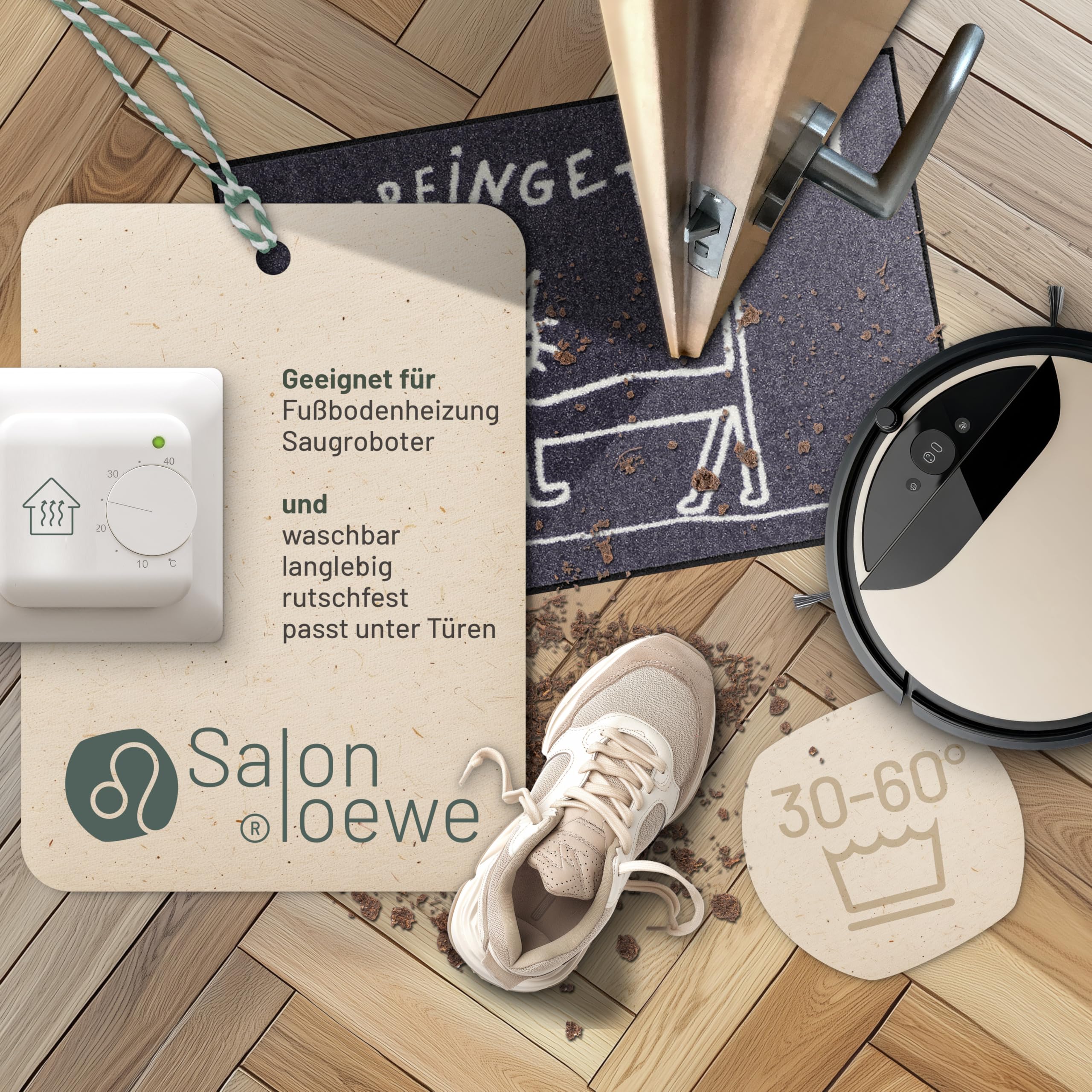 Salonloewe Fußmatte waschbar Hereingetigert 50x75 cm SLD1371-050X077