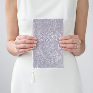 Gray Personalised Vow Books Gold Foil or White Velour Keepsake Calligraphy Vows Bride and Groom Ceremony