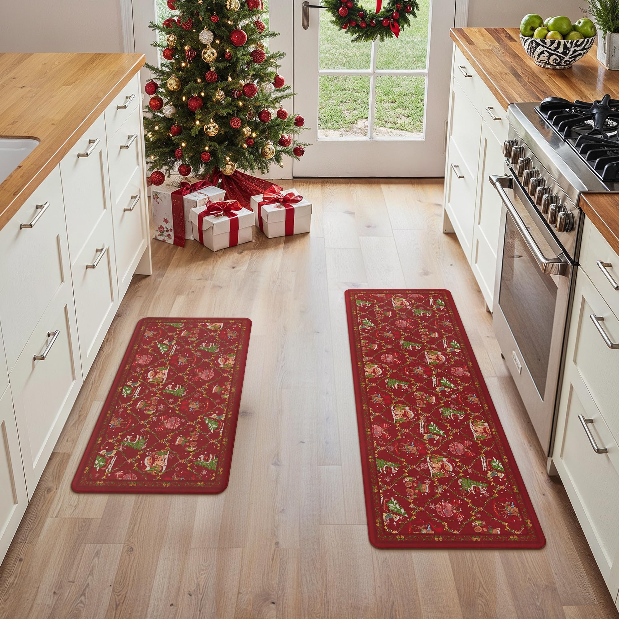Two-piece seasonal kitchen mats