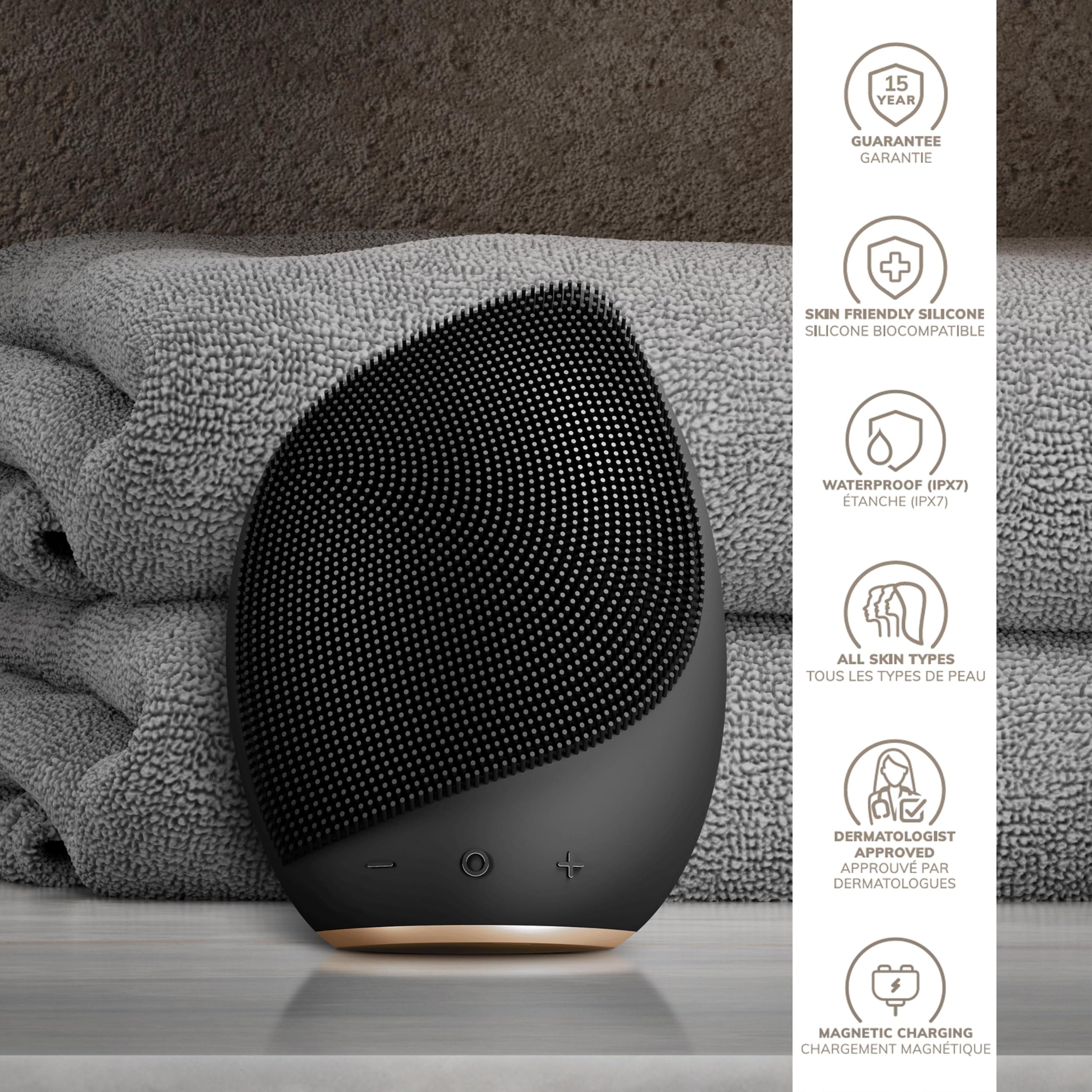 GESKE SmartAppGuided™ Cepillo facial sónico 5 en 1 | Cepillo de limpieza facial eléctrico vibrador | Cepillo de silicona suave | Limpiador facial profesional | Limpiador y exfoliante de piel |
