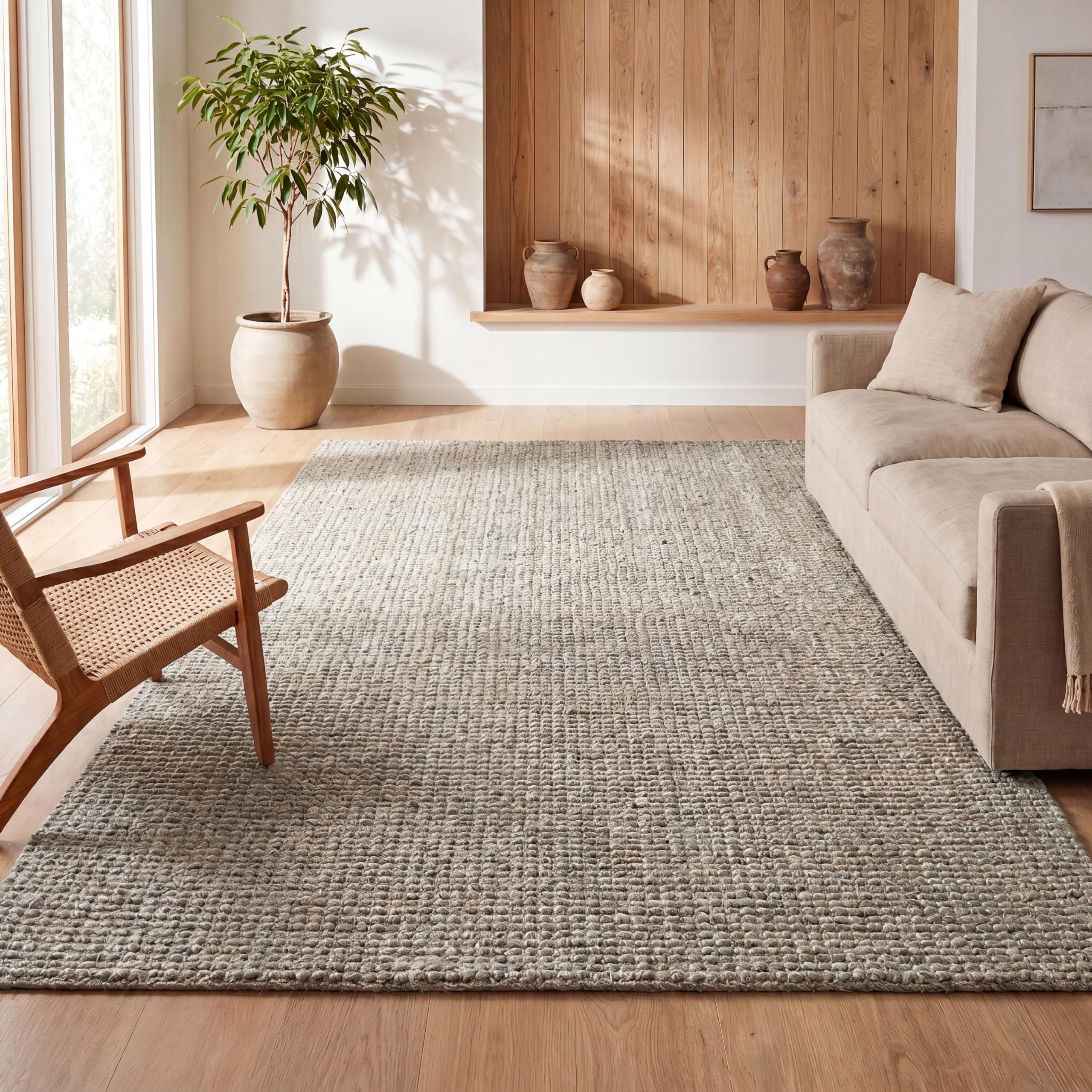 Photo 1 of JONATHAN Y Pata Hand Woven Chunky Jute Gray Indoor Area Rug, 12x18, Bohemian, Rustic, Cottage, Easy-Cleaning for Living Room, Bedroom, Kitchen, Non-Shedding (NRF102C-18)