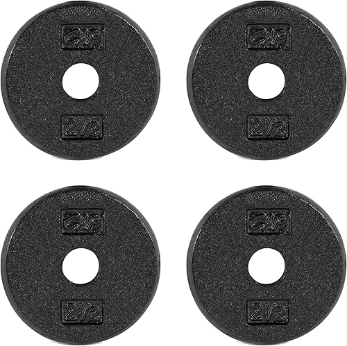 CAP Barbell Placas de peso estándar de hierro fundido de 1 pulgada, individuales y juegos  1.25-50 libras  Múltiples opciones