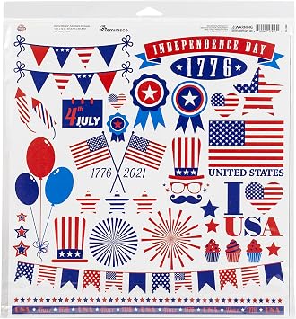 Reminisce Star Spangled Spectacular Scrapbook Collection kit, White, 12-x-12-Inch