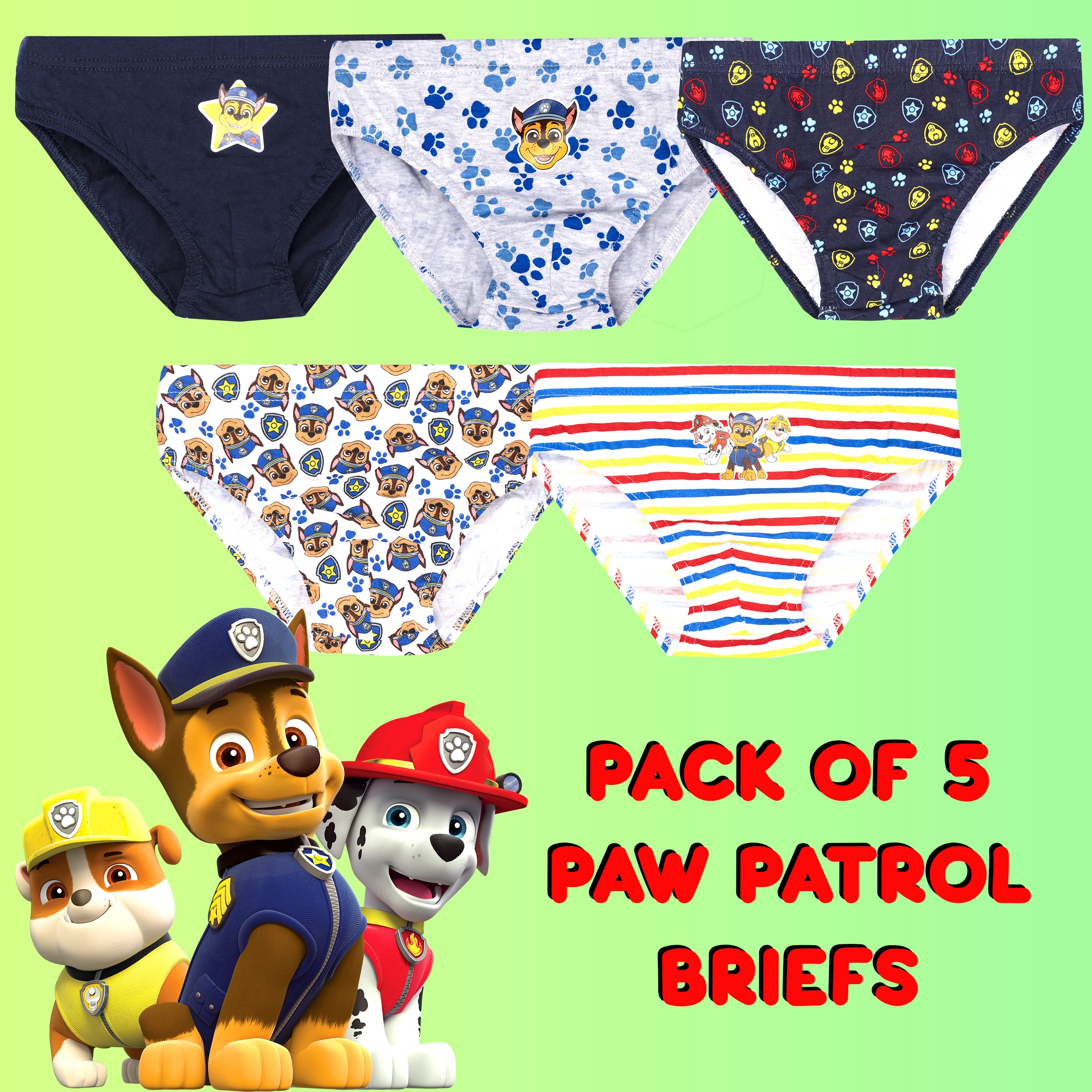 Paw Patrol - Confezione Multipla di Biancheria Intima - Pantaloni da 5 Pezzi - Pantaloni in Cotone 100% - varietà di Design dei Personaggi