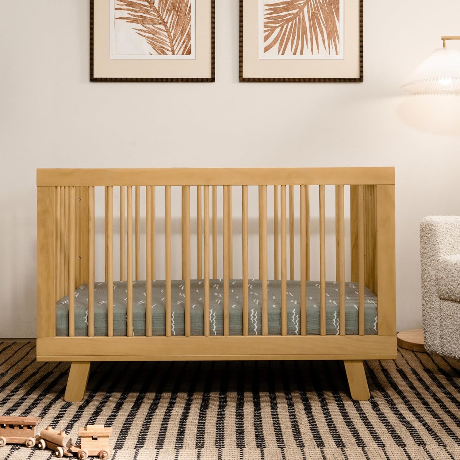 Babyletto Hudson 3-in-1 Convertible Crib with Toddler Bed Conversion Kit in Honey, Greenguard Gold Certified