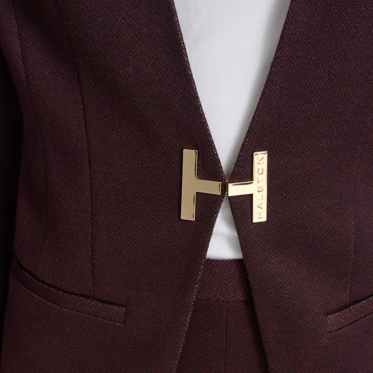 Halston Womens Blazer Gold Blazer - Image 5