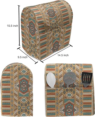 Miniatura 4 de Ambesonne Tribal Stand Mixer Cover, Secret Tribe Pattern in Bohemian Style, Kitchen Appliance Organizer Bag Cover with a Pocket, 6-8 Quarts, Apricot