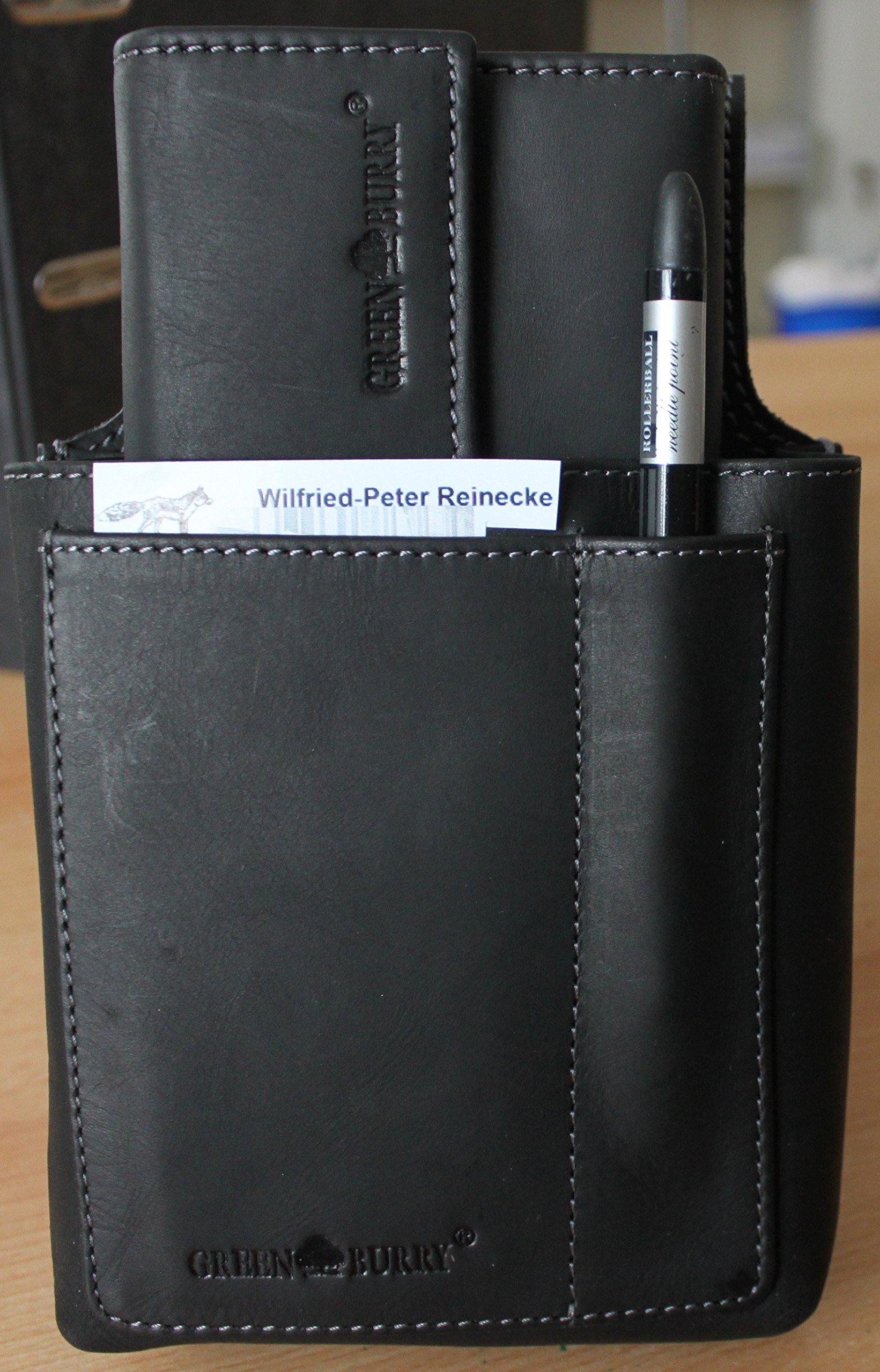 Kellnerbörse/Kellnertasche PROFI Taxi Set 2tlg. 1 G785-BL/86A-BL-20-black LUXUS Leder Greenburry